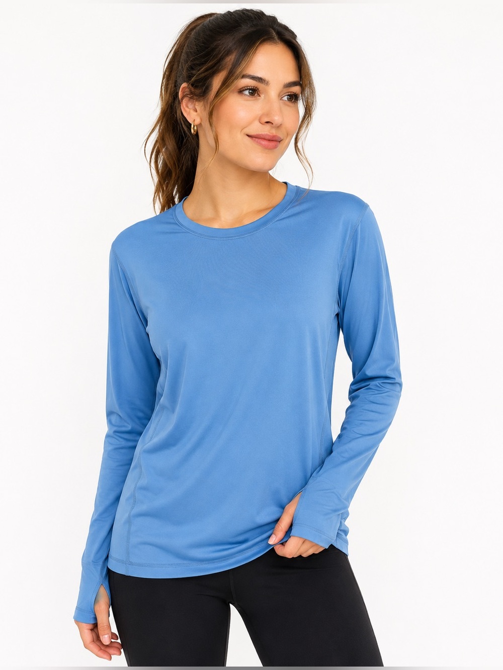 BloqUV Women’s Long Sleeve Sun Shirt UPF 50+ Blue Athletic Top Size L